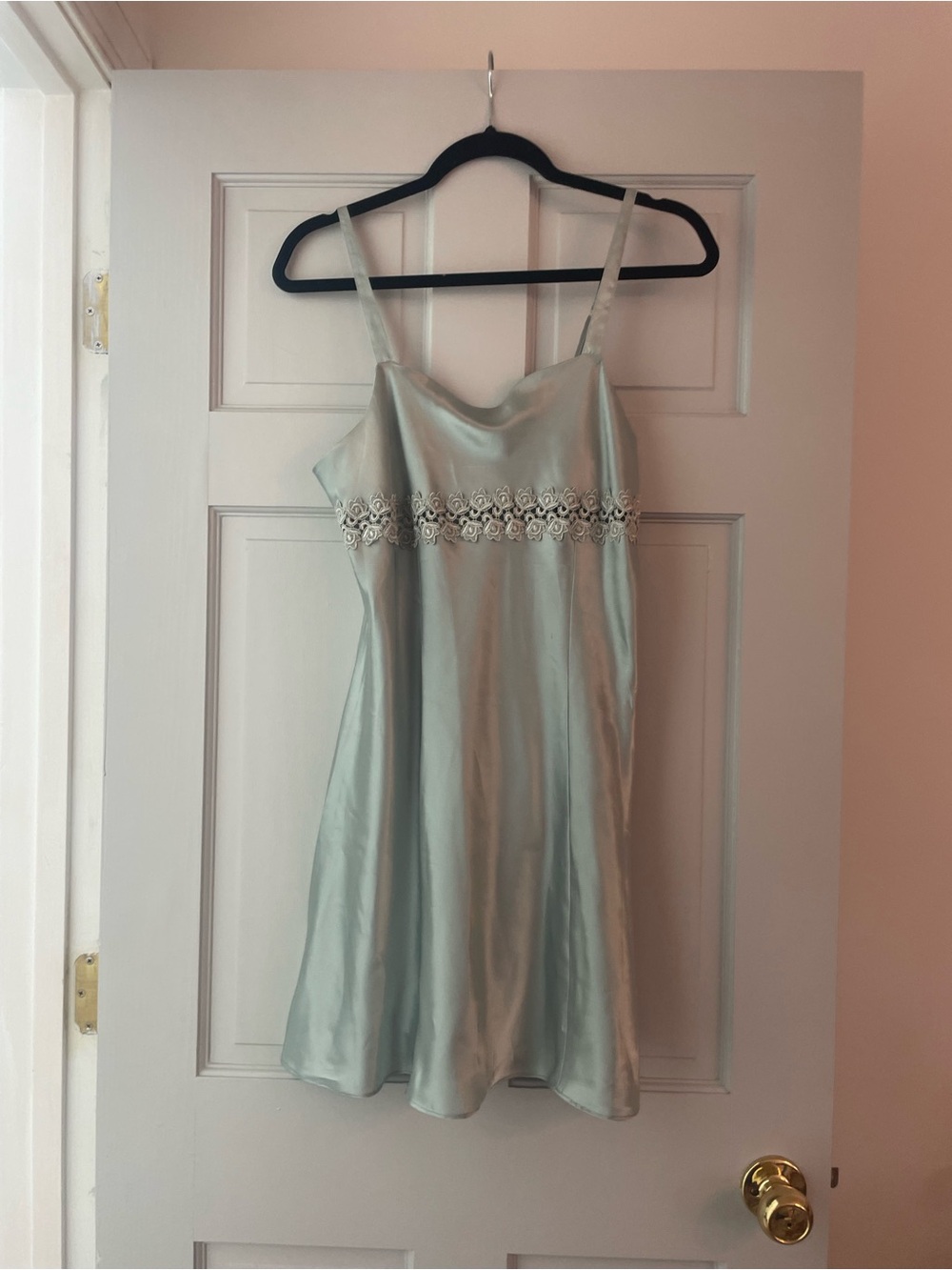 Silky Mint Green Lace-Trim Chemise Slip